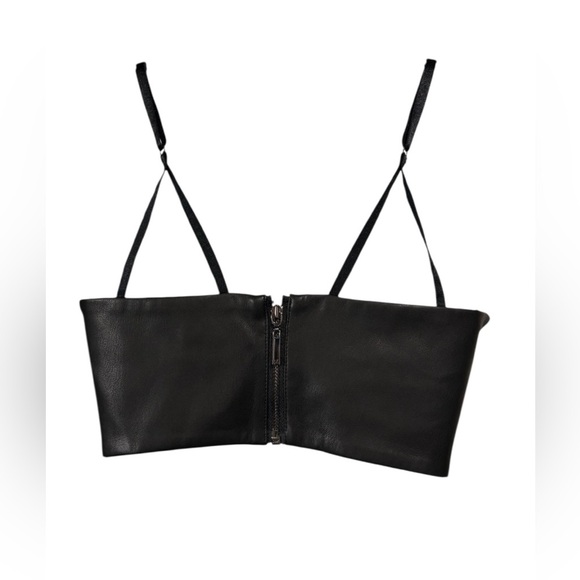 NEW, Marciano Los Angeles, Black Faux Leather Crop Top, Size S 🫦 - Picture 7 of 11